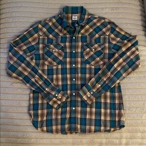 True Religion Men's Plaid Shirt - Teal and Tan